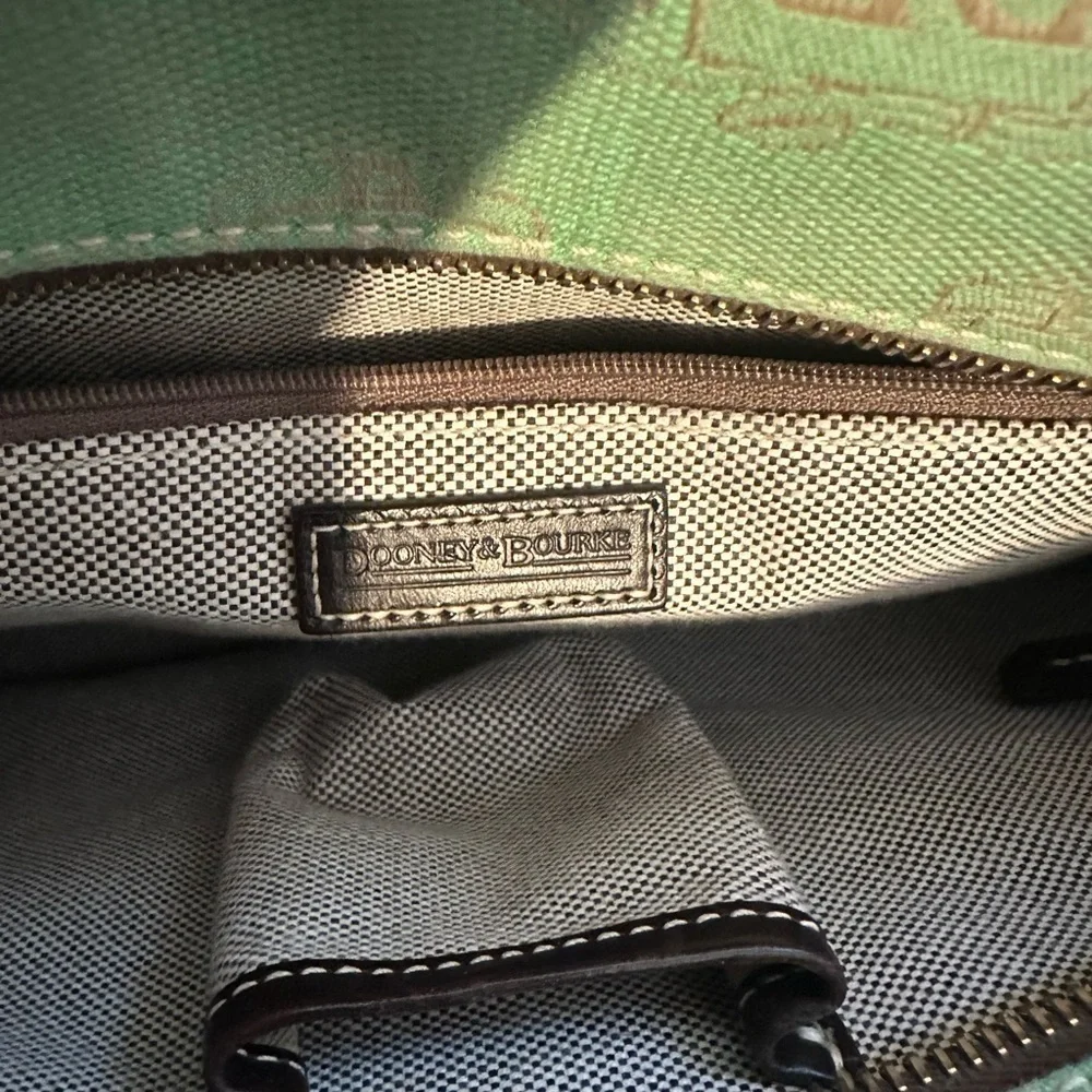 Dooney & Bourke Vintage Canvas Tote Bag Matching Coin Purse Set green/brown